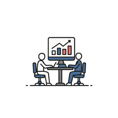 Poster - Business meeting with graphic resources displaying business growth.