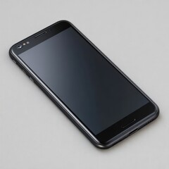 Poster - Sleek black smartphone with a dark screen isolated on white background