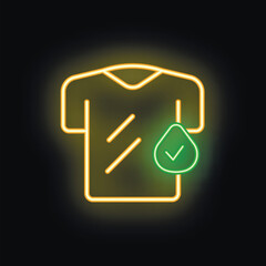 Fototapete - Neon icon of a t shirt with a waterproof symbol indicating water resistance