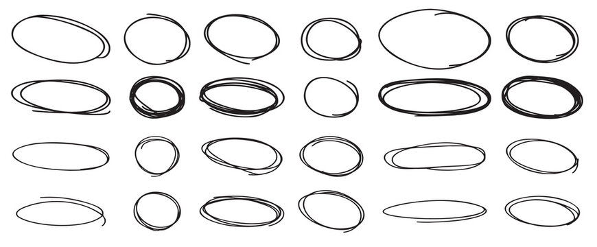 highlight oval circle hand drawn doodle frames free pencil round lines round brush mark vector