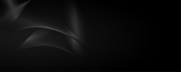 Poster - abstract gray color geometric dynamic lines art pattern black background design.