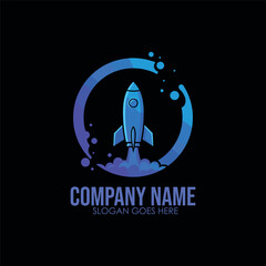 Aufkleber - abstract shape rocket launching forfuturistic space startup or tech branding