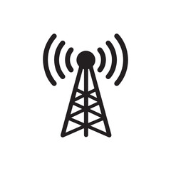 Fototapete - Transmitter Antenna, Cell Phone Tower Solid Flat Vector Icon Isolated on White Background