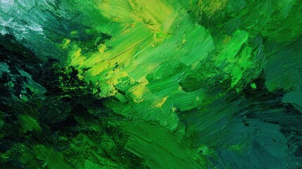 Aufkleber - Green and yellow abstract paint strokes creating a textured, colorful, contemporary artistic design