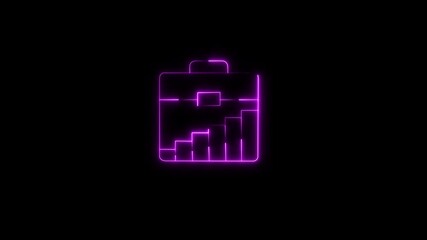 Poster - Neon icon representing  career and personal abilities .Career Pathways Line Icon motion . neon line career growth  chart animation with success flag business chart icon .