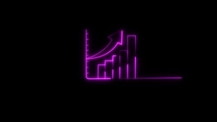 Poster - Abstract glowing neon line business growth graph chart animation with success. growth arrow, profit, investment, and successful business concept.
