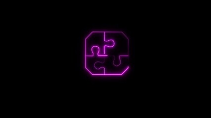 Fototapete - Glowing neon line  teamwork icon isolated. Business Relations concept, connections between stakeholders in the process of businesses and black color background.