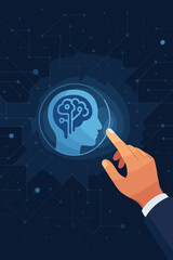 Leinwandbilder - artificial intelligence concept with a human hand touching a glowing ai brain icon. machine learning