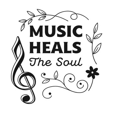 Music Heals the Soul-Music Typography T-Shirt design