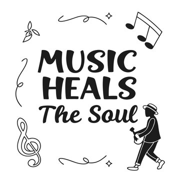 Music Heals the Soul-Music Typography T-Shirt design