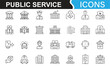 © SAHARA - Public sector icons symbolizing various services like police stations, ambulances, and government offices.