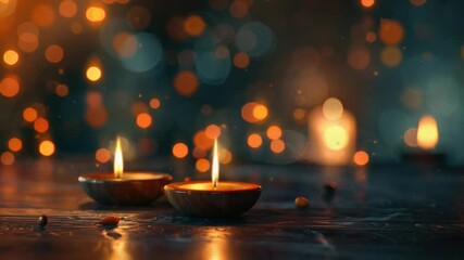 Aufkleber - Two candles sitting on a table, possibly for dinner or a romantic evening