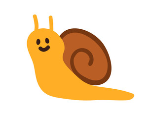 Poster - Snail, cute funny kawaii adorable smiling slow character. Happy comic amusing animal in simple doodle style. Kids childish flat graphic vector illustration isolated on white background