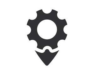 Poster - Gear pin icon. Symbol for location of machinery, industrial processes, or engineering services. Clean and modern. Ideal for web, apps and print.