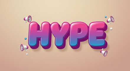 Fototapete - Hype Text Effect Vibrant Pink and Blue 3D Letters