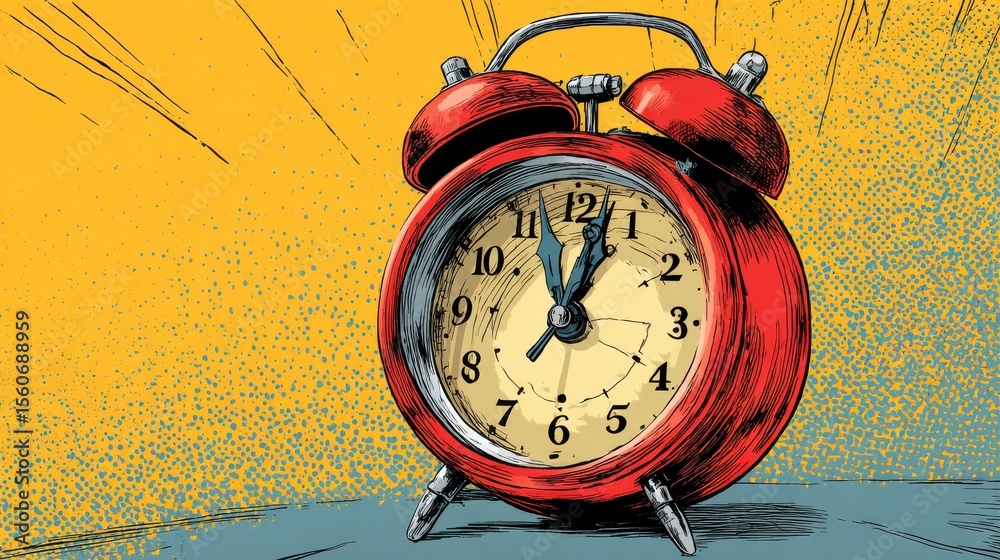 Stock-Foto „ALARM WAKE UP. Clock ringing in morning. Hand drawing ...