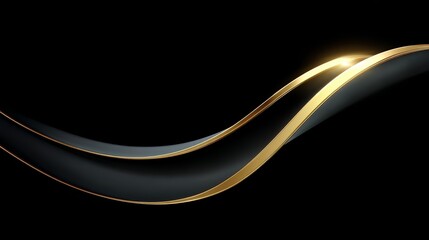 Poster - Long, curvy black and gold wave that is very shiny and dark. The gold is so bright that it almost looks like it's glowing