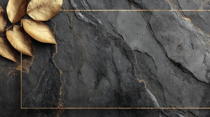 Aufkleber - Black and gold frame with a leafy border is displayed. The frame is made of gold and black materials, and it has a leafy border that adds a touch of nature to the design