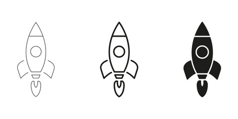 Fototapete - Rocket Launch In Line, Outline, And Glyph Icon Set. Technology And Business Growth. Innovation, Startup, And Space Exploration Symbol Collection. Isolated Vector Illustration