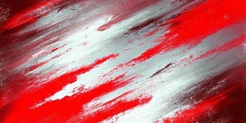 Poster - Red and white brush stroke painting with a lot of texture. The red and white colors are bold and contrasting, creating a dynamic and energetic feel. The brush strokes are thick and visible
