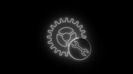 Poster - Digital gears symbol icon with light, illustrating a setting and technology concept