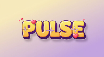 Poster - Vibrant Pulse Typography Design Heartbeat & Love Theme