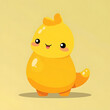 © SandaRina - Cute yellow cartoon creature with glossy finish and smiling face on beige background.
