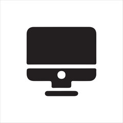 Poster - Flat black vector icon of a desktop computer monitor, symbolizing technology, workspace, and digital devices. This simple and modern icon is ideal for use in user interface (UI) designs, websites, app