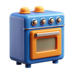 Poster - 3d cartoon oven isolated on transparent background