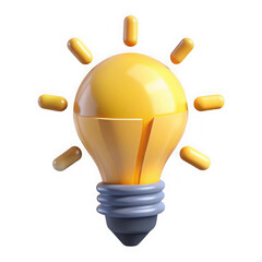 Poster - 3d yellow light bulb idea symbol isolated on transparent background
