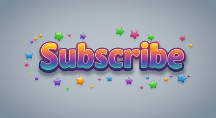 Fototapete - Colorful Subscribe Button Design with Stars Fun, Bright, and Engaging