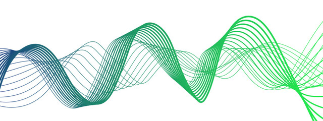 Wall Mural - abstract smooth, flowing wave pattern with green and teal curved lines on a white background, formin
