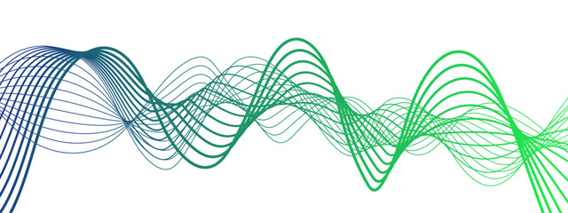 Wall Mural - abstract smooth, flowing wave pattern with green and teal curved lines on a white background, formin