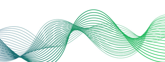 Wall Mural - abstract smooth, flowing wave pattern with green and teal curved lines on a white background, formin