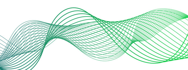 Wall Mural - abstract smooth, flowing wave pattern with green and teal curved lines on a white background, formin
