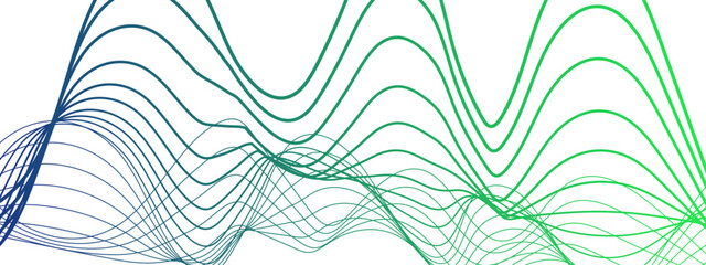 Wall Mural - abstract smooth, flowing wave pattern with green and teal curved lines on a white background, formin