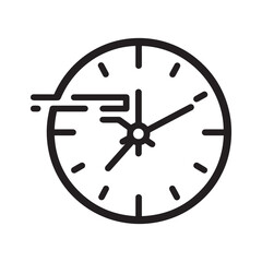 Fototapete - Black line icon of a clock with dynamic motion blur or speed lines to the left, representing fast time or quick service.