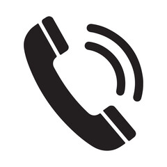 Poster - Telephone Receiver Icon with Signal Waves Communication Device Representing Incoming Call and Connection to Other Party Concept Symbol