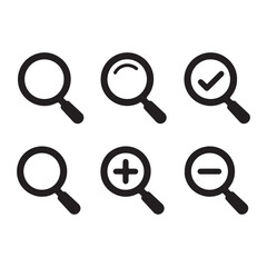 Poster - Magnifying Glass Icon Set Symbolic Representations of Search Examination and Selection Tools for User Interfaces Websites and Applications Exploration
