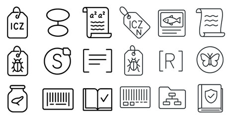 Fototapete - Set of icons for various items, including a book, a tag, a sticker, and a butterfly