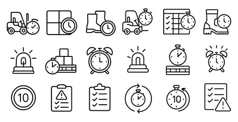 Fototapete - Set of black and white icons that represent different time-related concepts. The icons include clocks, alarms, and other time-related symbols. Scene is one of organization and punctuality