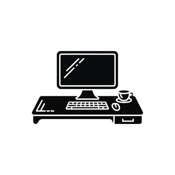 Office desk computer workspace icon