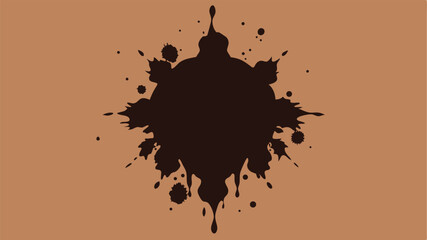 Poster - Abstract dark brown splatter design element with various artistic droplets and specks