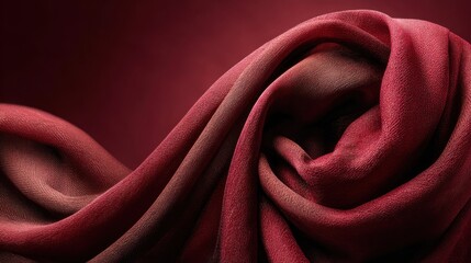 Poster - A rich, deep red fabric cascades elegantly against a softly lit background, highlighting its smooth texture and subtle color gradients that evoke a feeling of warmth and luxury.
