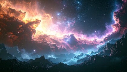 vibrant colorful nebula with sparkling stars in deep space