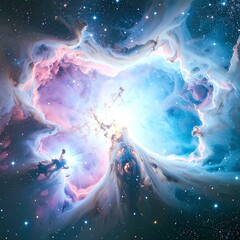 Wall Mural - vibrant colorful nebula with sparkling stars in deep space