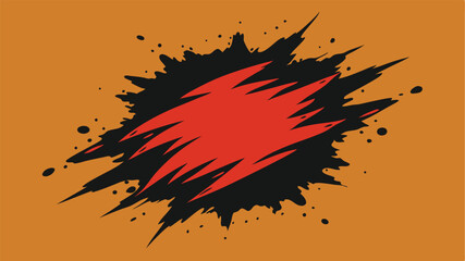 Poster - Abstract explosion graphic with bursting splatter effect in red and black