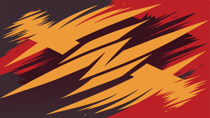 Poster - Abstract geometric background with dynamic shapes in warm orange and red tones
