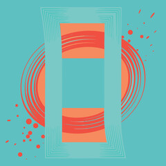 Poster - Abstract geometric composition with teal and coral tones and layered design