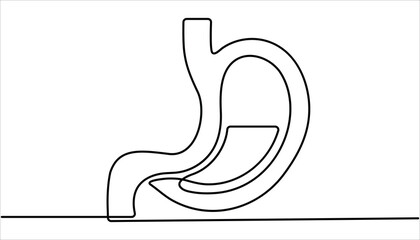 Poster - Continuous one line drawing of Human digestion. Human Digestion continuous line drawing, Digestive one hand drawn medical concept. Human anatomical concept vector art. Doodle line illustration.


